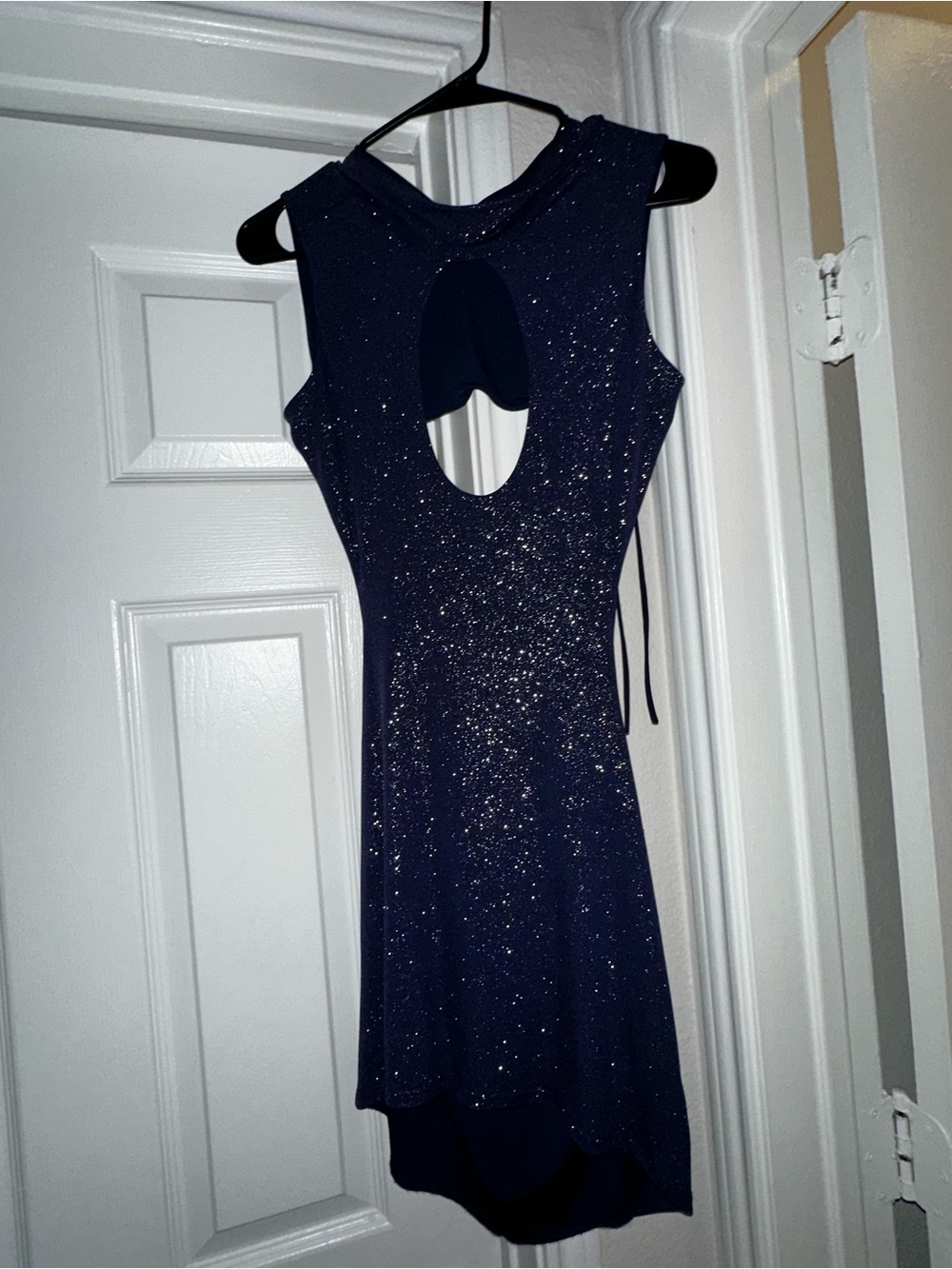 Lucy in the Sky Navy Sparkle Asymmetrical Cutout Dress